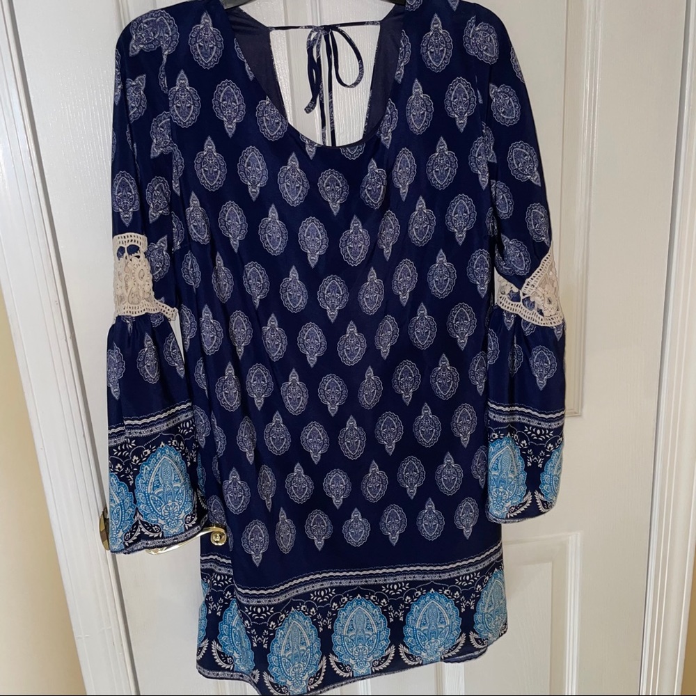 Blue Paisley Mini Dress